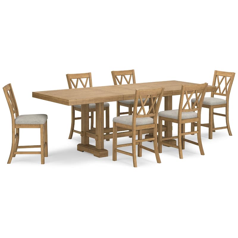 Signature Design by Ashley Havonplane Gray/Brown Counter Height Dining Table and 6 Bar stools
