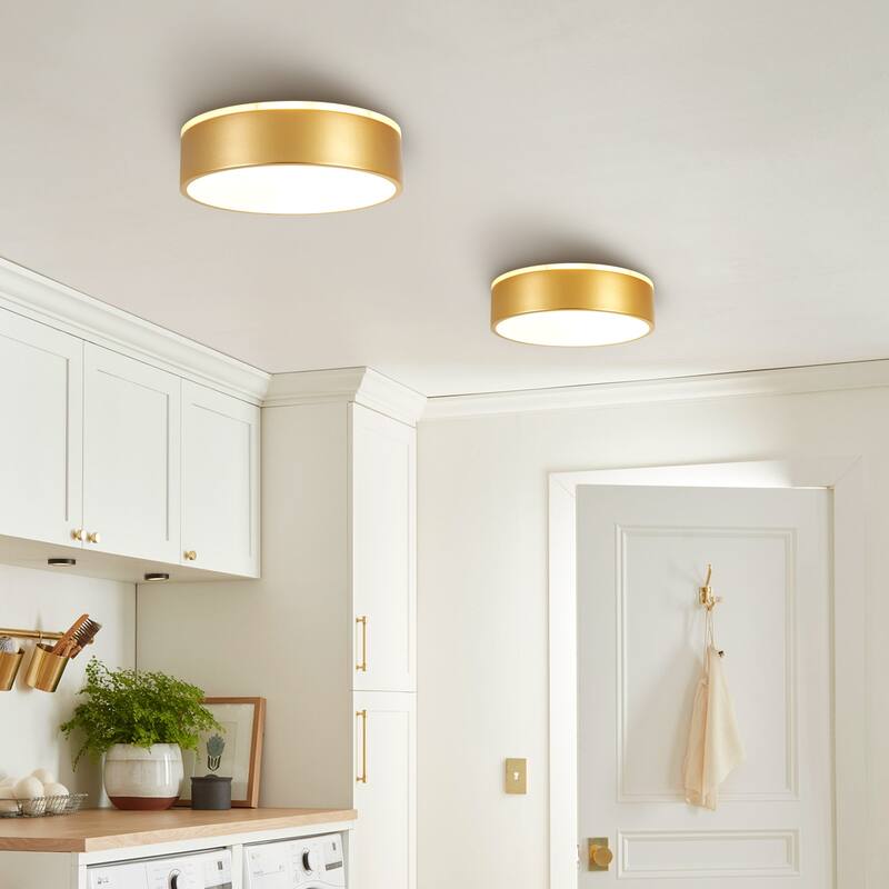 11.81 in. Modern Drum Metal Integrated LED Flush Mount Ceiling Light