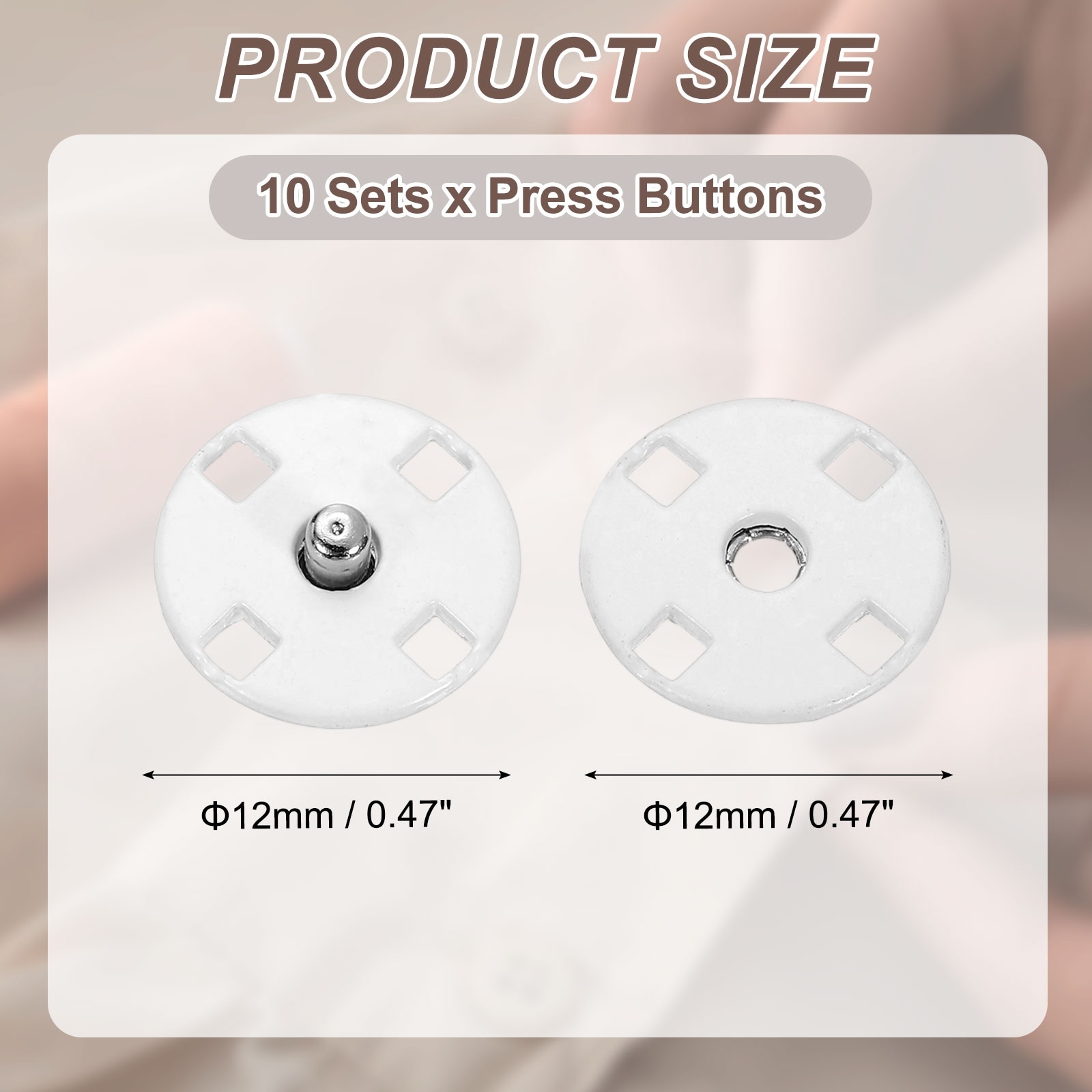 Sewing Snap Buttons, Invisible Press Studs Buttons Sew-on Metal Snap Fasteners Zinc Alloy for Clothes DIY Crafts