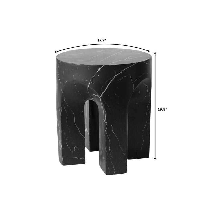 Round Side Table End Table in Fiberstone with Arch Design Base for Indoor and Outdoor