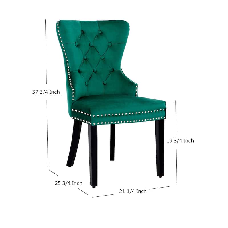 Grandview Tufted Upholstered Dining Chair (Set of 2) with Nailhead Trim and Ring Pull On Sale