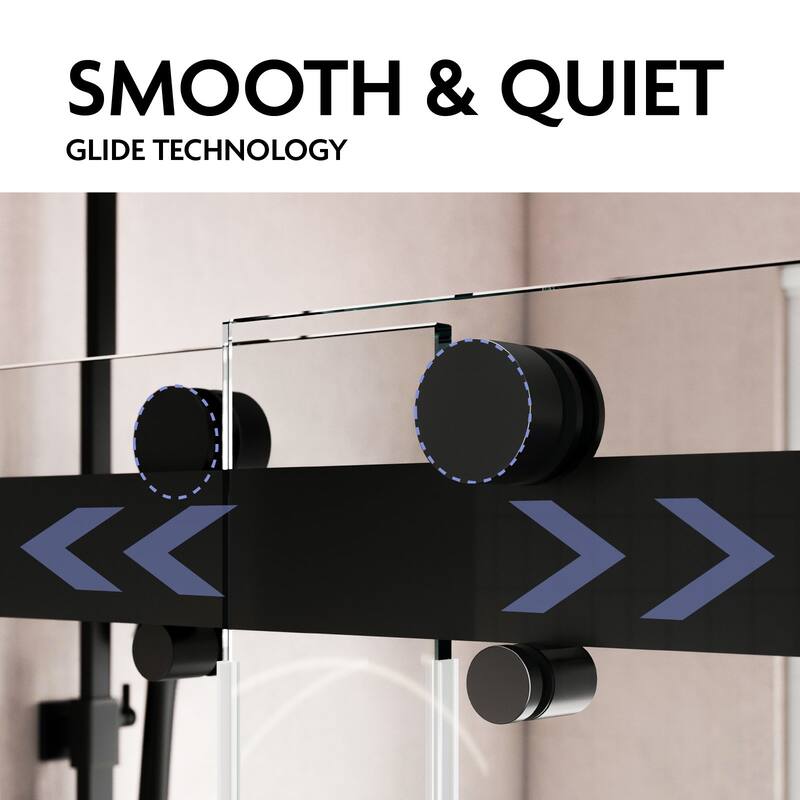 Glassic 50" - 54" W X 78" H Soft Closing Frameless Double Sliding Shower Doors with 3/8" Clear Tempered Glass
