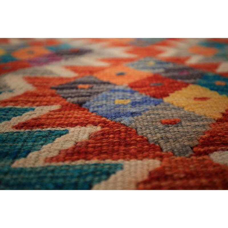 Kilim Area Rug Hand-Woven Living Room Wool Carpet - 8'0" x 11'5"
