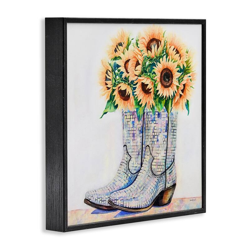 Stupell Sunflower Filled Cowgirl Boots Framed Giclee Art Design By Amanda Greenwood
