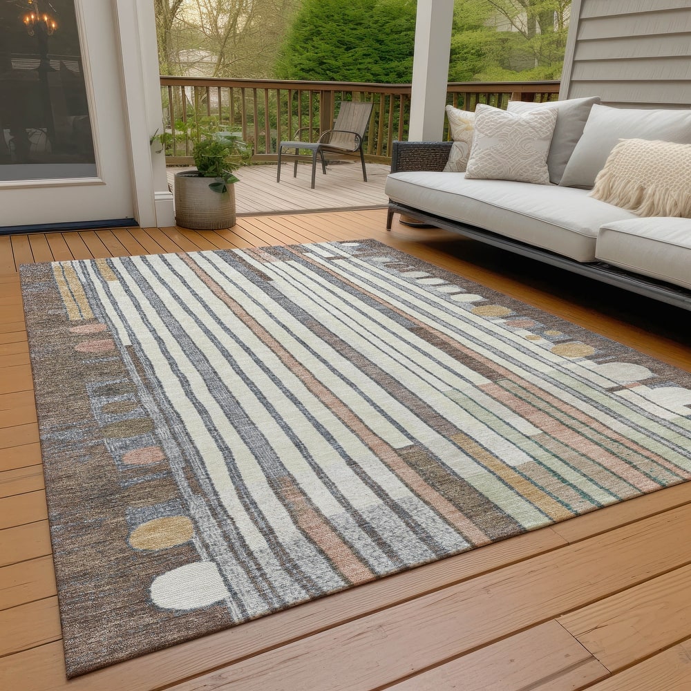 Machine Washable Indoor/Outdoor Casual Contemporary Chantille Rug