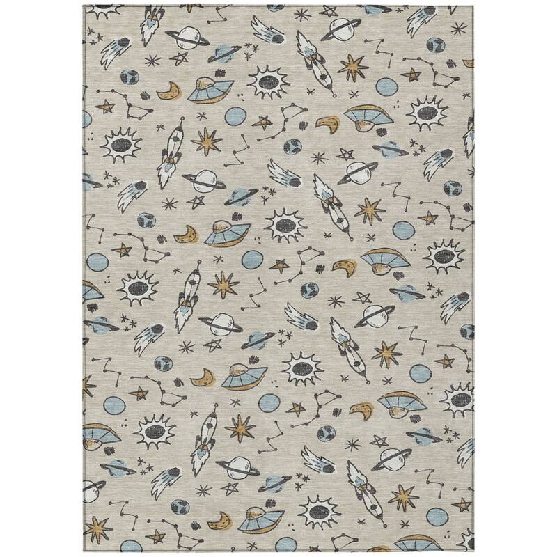 Machine Washable Indoor/ Outdoor Spaceship Chantille Rug