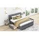 Gray Queen Size Upholstery Platform Bed with 2 Drawers for Small ...