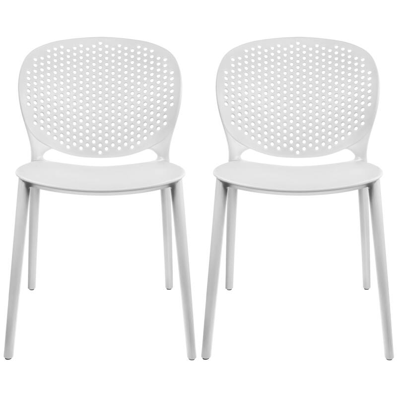 Armless Stacking Molded Matte Dining Side Chairs Patio Indoor Outdoor Kitchen Bedroom Set of 2 - White