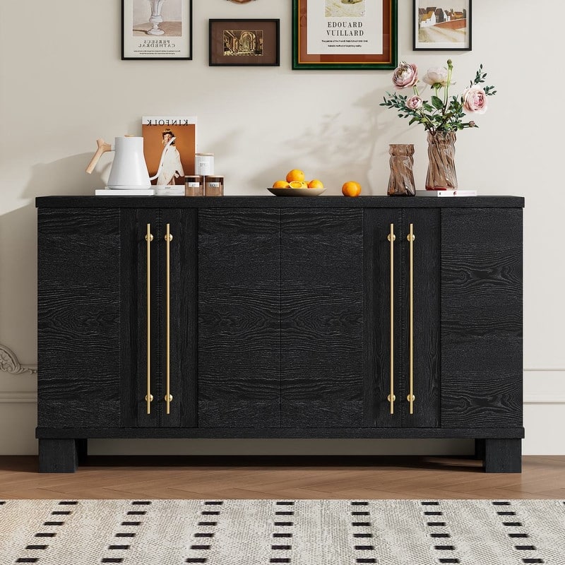 60''W Sideboard with Adjustable Shelves - N/A - Black
