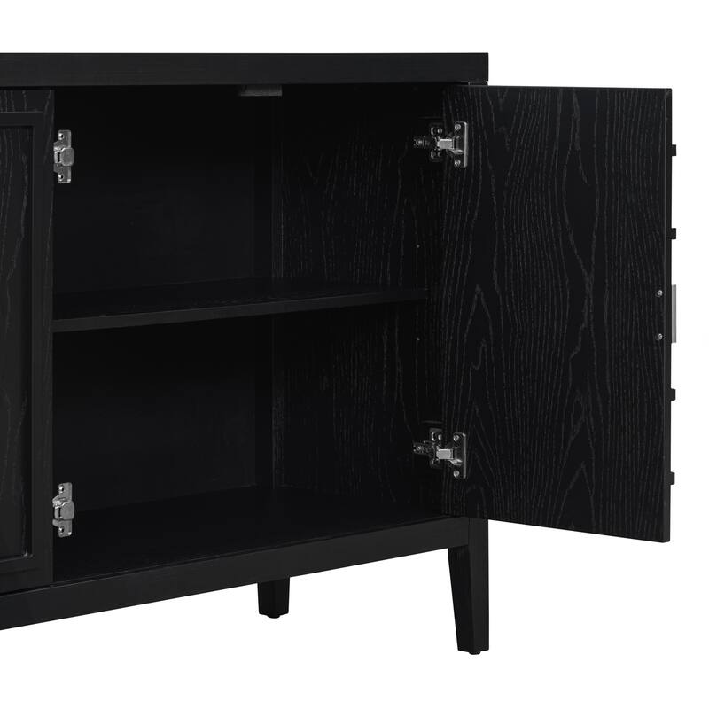 Retro Sideboard door with Circular Groove Design Round Metal Door Handle for Entrance, Dinning Room, Living Room