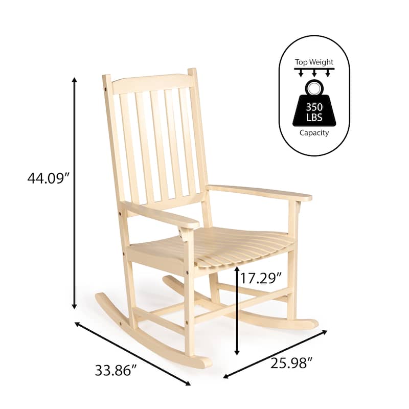 Parker Farmhouse Classic Slat-Back 350-LBS Support Acacia Wood Outdoor Rocking Chair, by JONATHAN Y