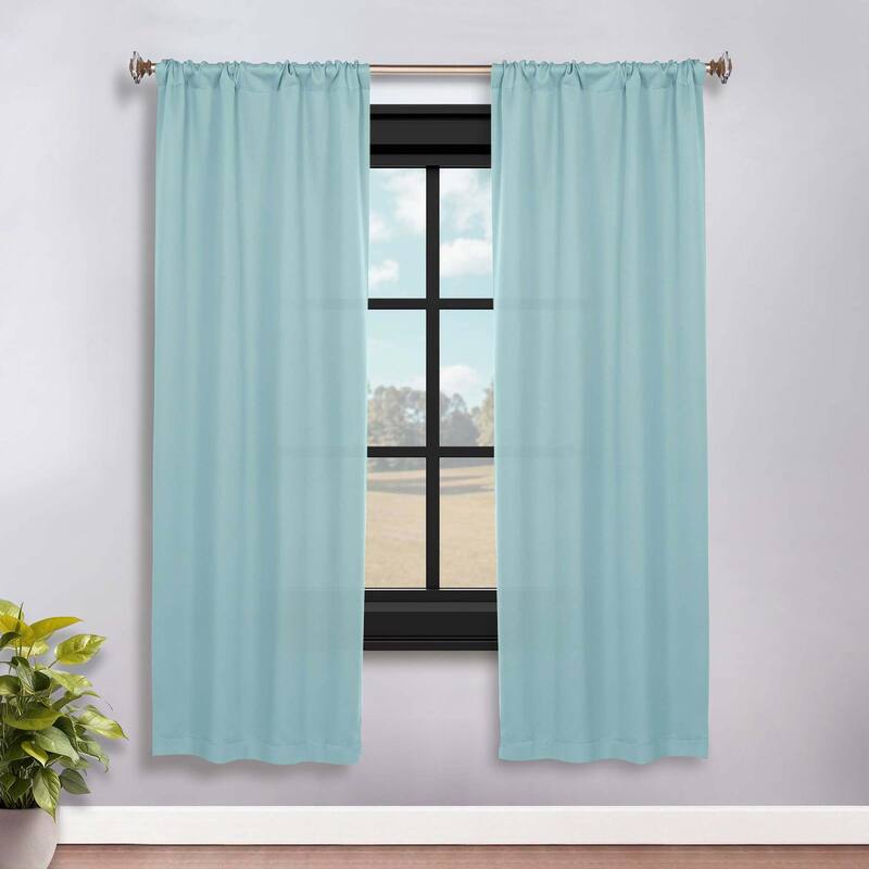 Superior Solid Machine Washable Room Darkening Semi-Blackout Curtains, Set of 2