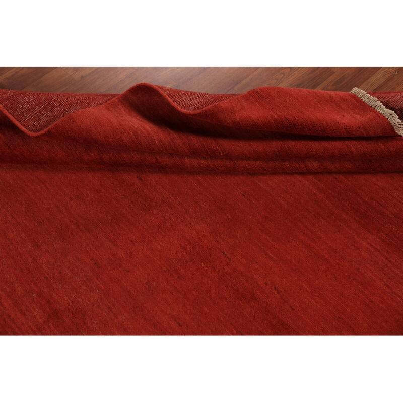 Red Modern Gabbeh Oriental Area Rug Hand-Knotted Wool Carpet - 6'8" x 9'2"