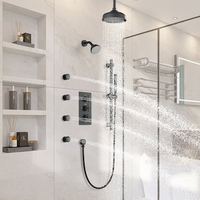 8-In Ceiling Mounted Shower System with Sliding Bar and 4 Body Sprays