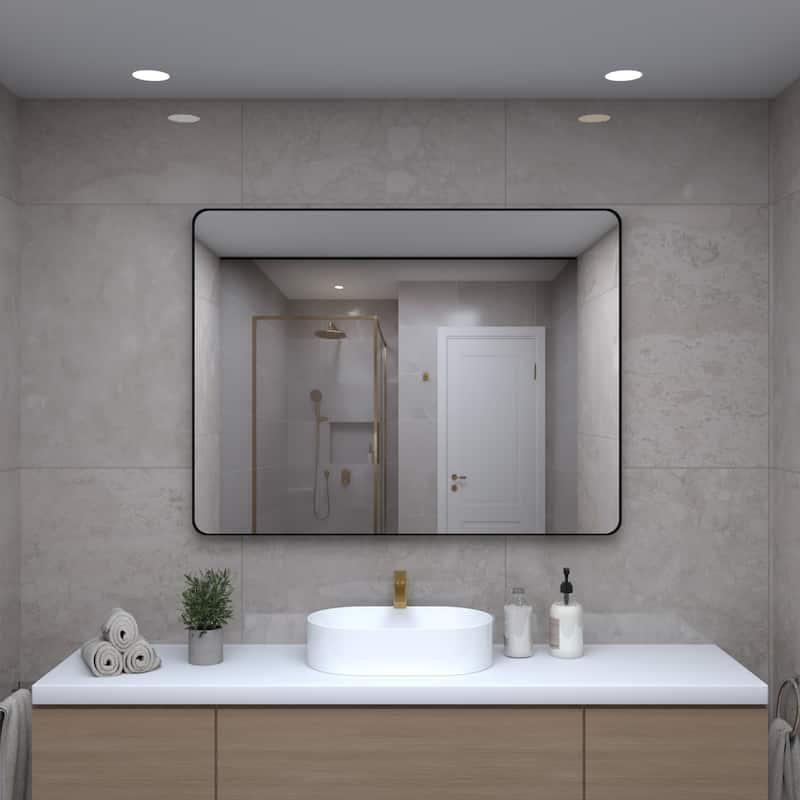 30 Inch Black Rectangular Mirror Metal Framed Mirror Vanity Mirror Dressing Mirror, for Bathroom, Living Room - 40 - 40