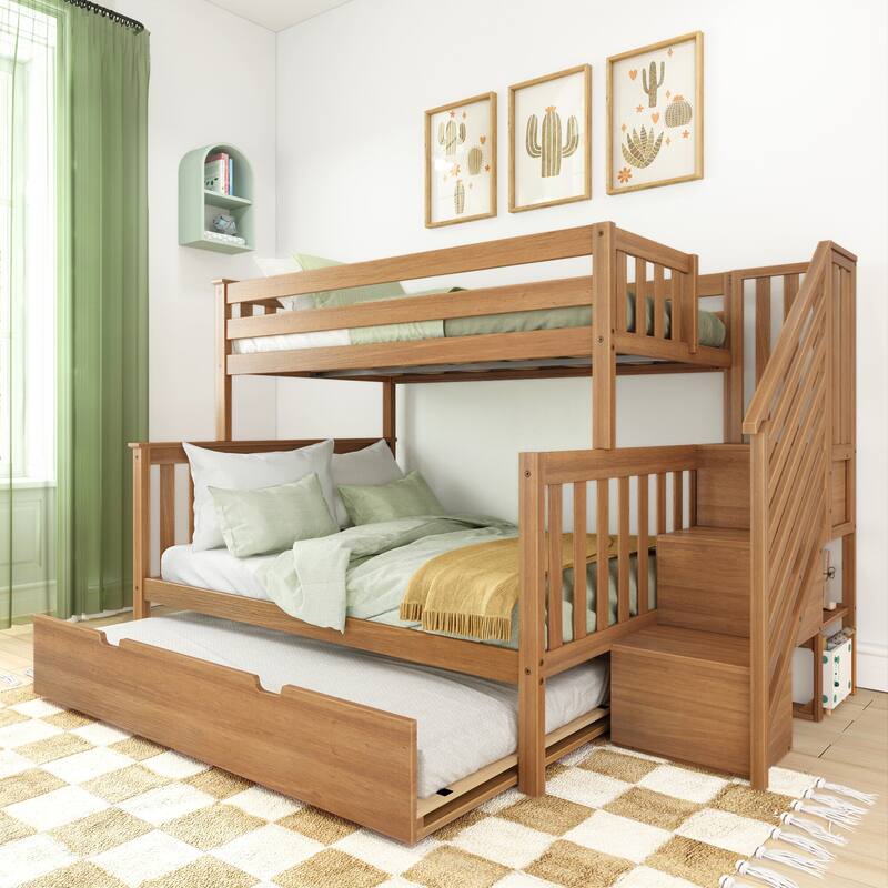 Max and Lily Twin over Full Staircase Bunk Bed with Trundle