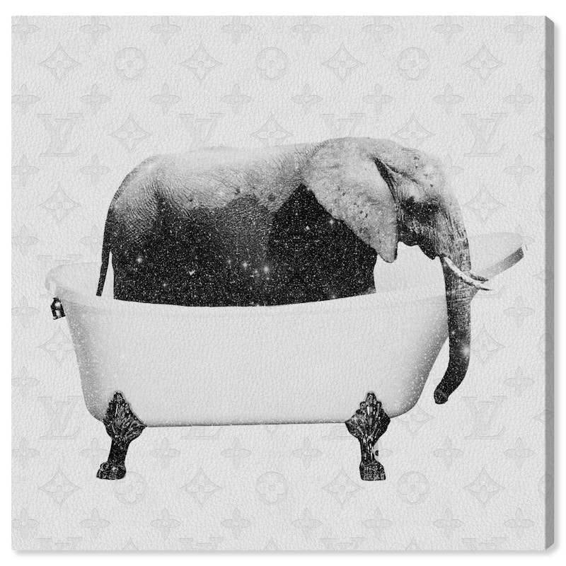Wynwood Studio Prints Bath and Laundry Elephant Baths Black and Glam Wall Art Canvas Print