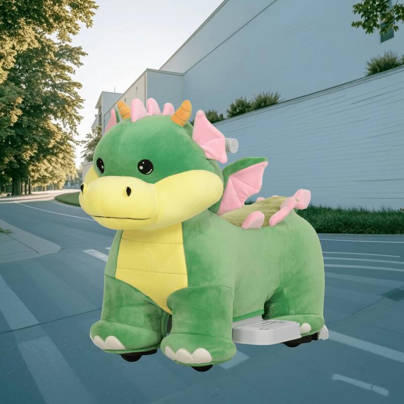 Battery-Powered 6V Ride-On Animal Car, Triceratops Electric Toy with Music and Smooth PU Wheels for Kids 18-36 Months - Green