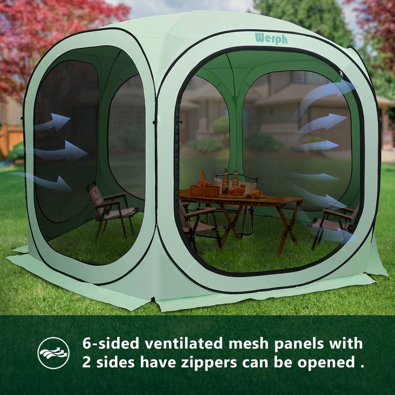 Werph Pop Up Canopy, Green, Portable Canopy Tent with Mesh Mosquito Net