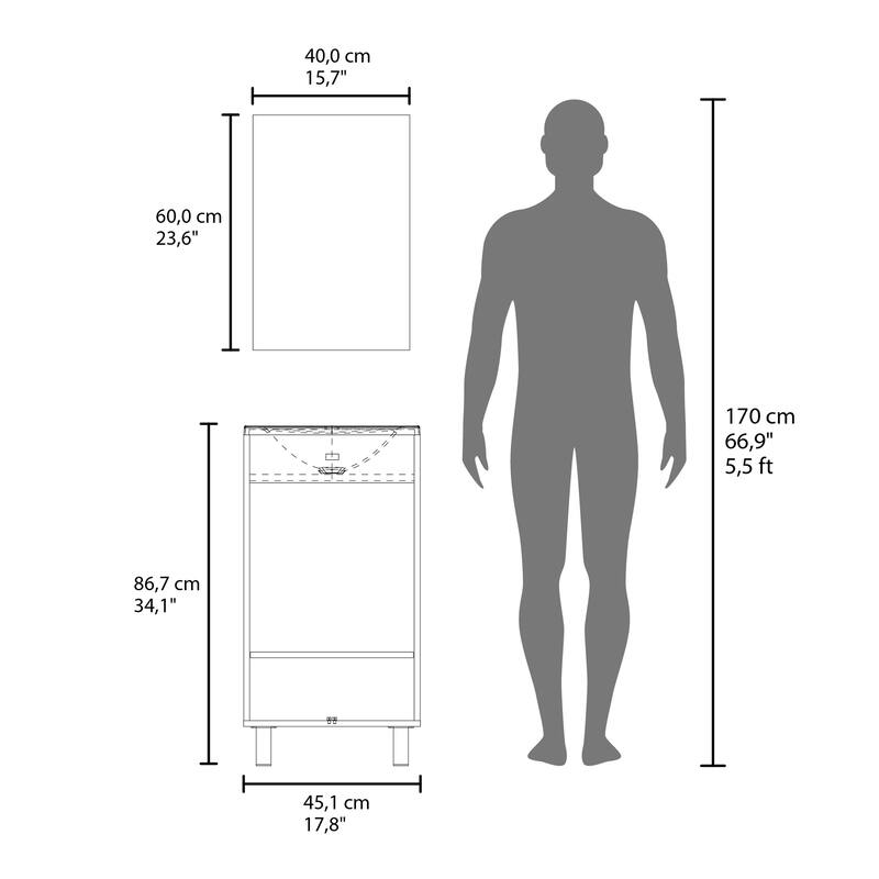 Mirror Bathroom Cabinet,One Door,Two Shelves,White