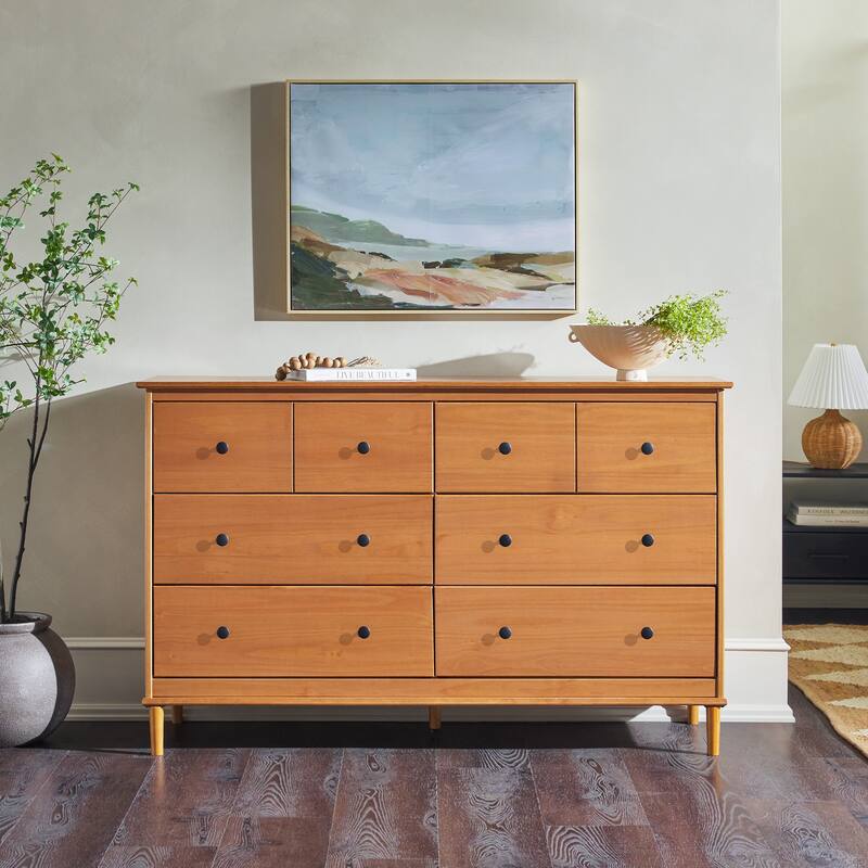 Walker Edison Bullrushes 6-Drawer Solid Wood Dresser - Caramel