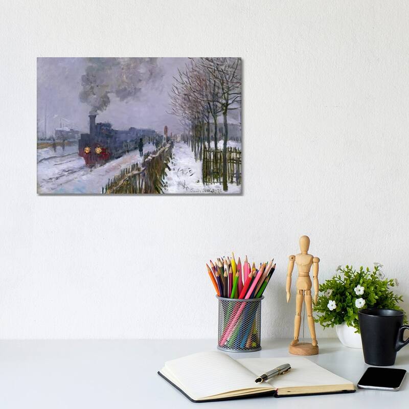 iCanvas "Train in the Snow or The Locomotive, 1875 " by Claude Monet Canvas Print - 8x12x0.75