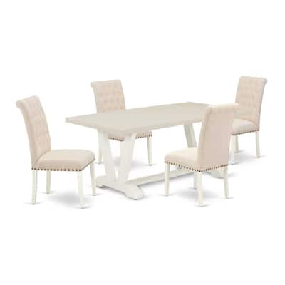 Gothic Glamour 5-Piece Dinette Set - Kitchen Table with 4 Parson Chairs - Modern Dining Room Furniture - 72