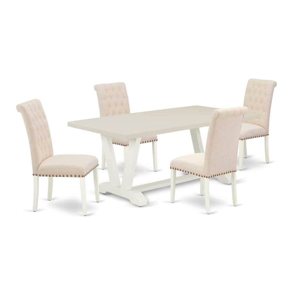 Gothic Glamour 5-Piece Dinette Set - Kitchen Table with 4 Parson Chairs - Modern Dining Room Furniture - 72
