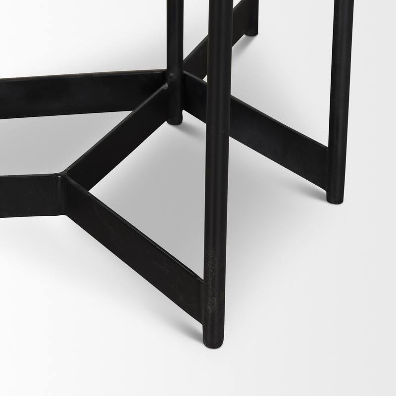 Larkin Marble & Dark Brown Wood Tabletop Nesting End/Side Tables