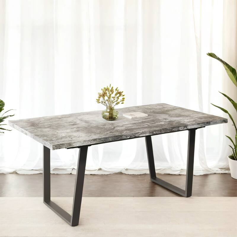 Modern Dining Table with Waterproof MDF Top, Easy to Clean & Assemble