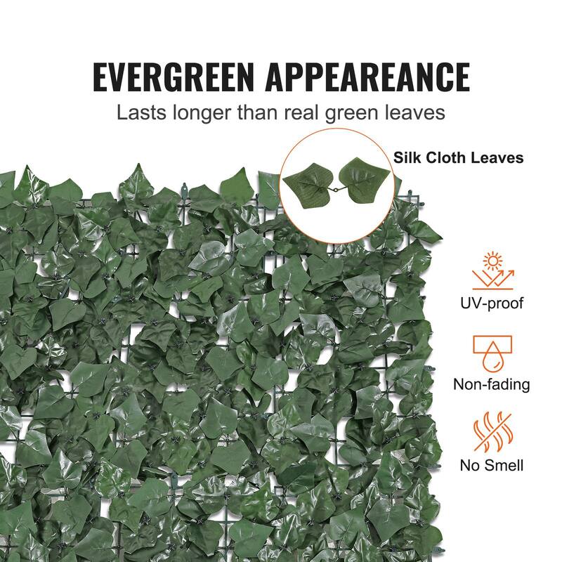 Green Silk Ivy Privacy Fence Wall Screen, 39x98 inches UV-Resistant Decorative Panel - 98” L x 39” H
