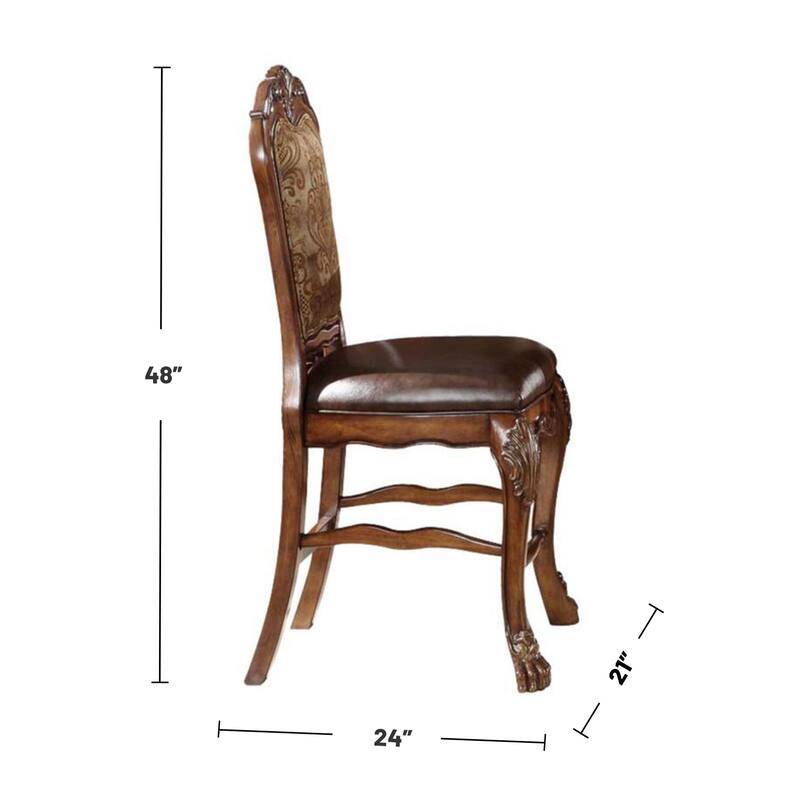 Set of 2 PU Counter Height Chairs in Cherry Oak Finish