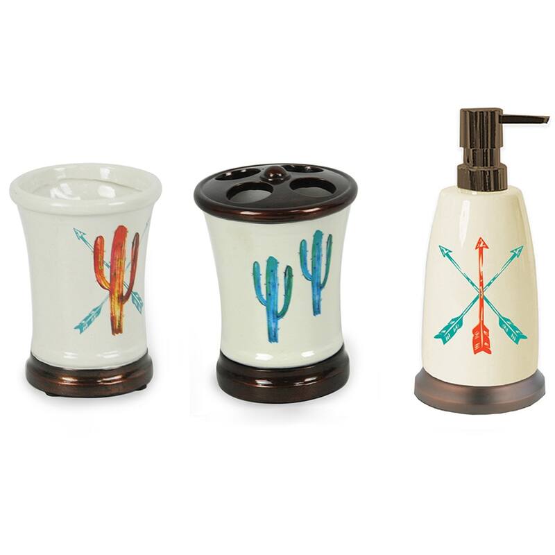 HiEnd Accents Bright Cactus 3 Piece Bath Accessory Set