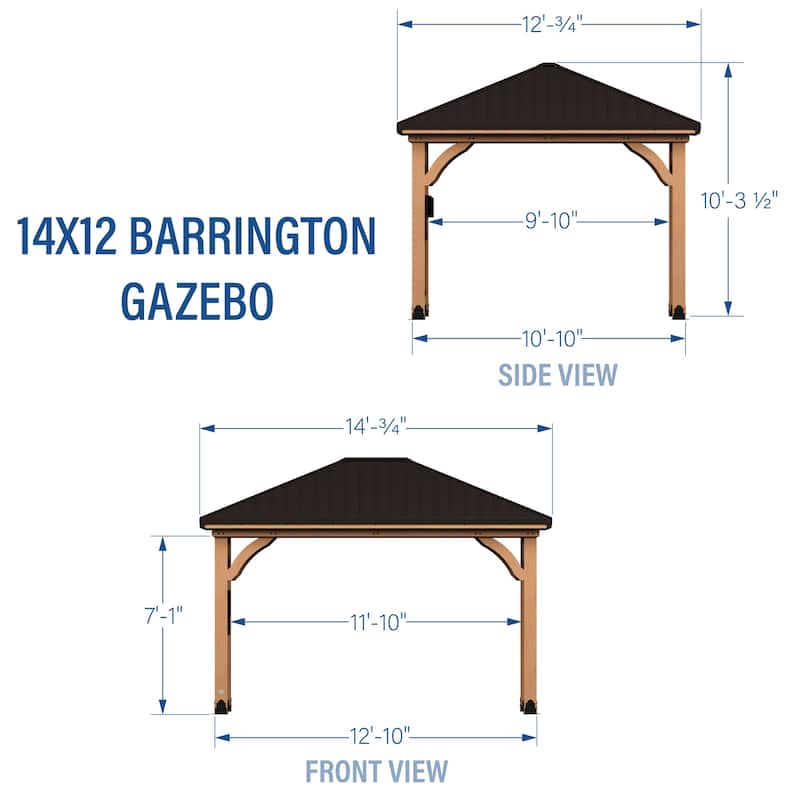 Backyard Discovery Barrington 14x12' Cedar Wood Gazebo with Steel Roof