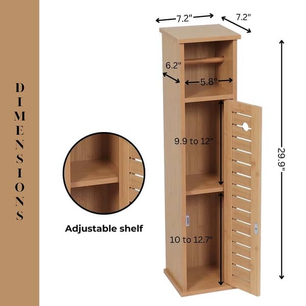 dimension image slide 1 of 4, Toilet Paper Storage Cabinet with Dispenser Toilet Organizer - 7.2'L x 7.2"W x 29.9"H