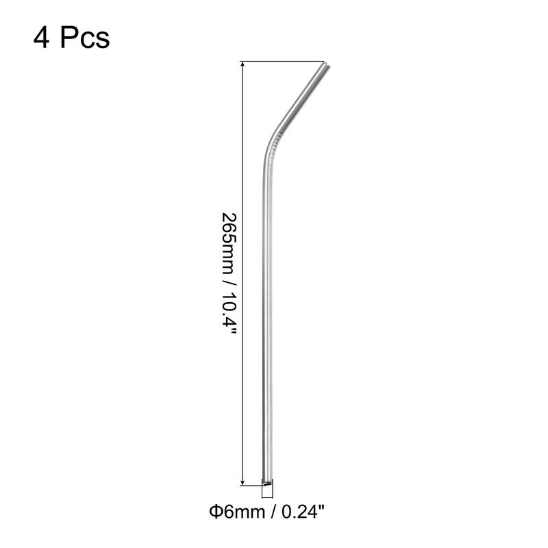 Reusable Metal Straws 4Pcs, Stainless Steel Bent Straw 10.4" Long - Silver