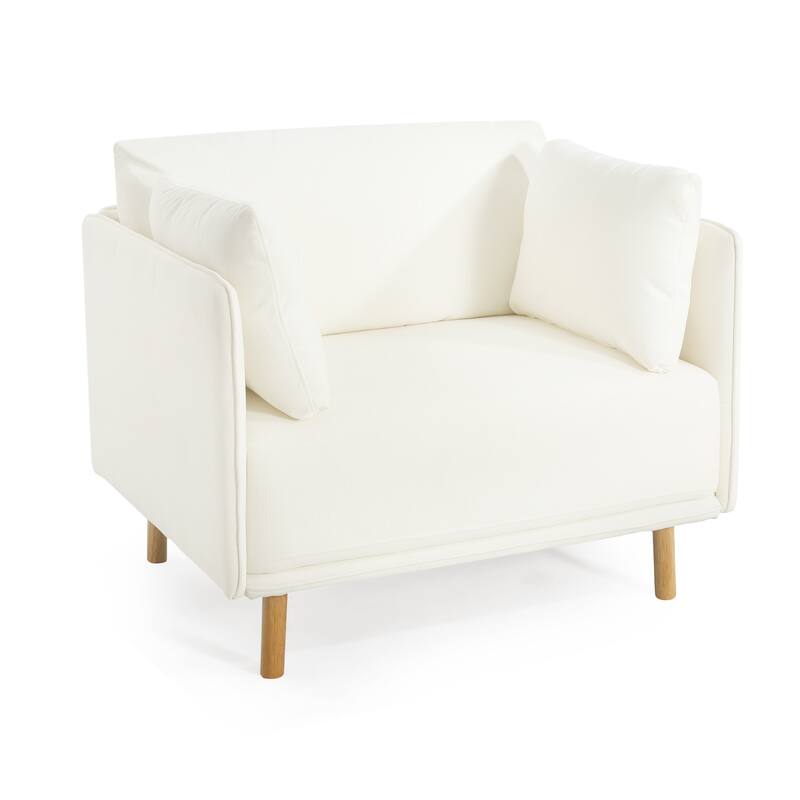 Modern 39.17" Upholstered Accent Chair with Wood Legs and Pillow for Living Room