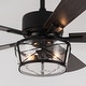 preview thumbnail 11 of 11, 52" Black 2-Light Seeded Glass Ceiling Fan with Light Kit and Remote