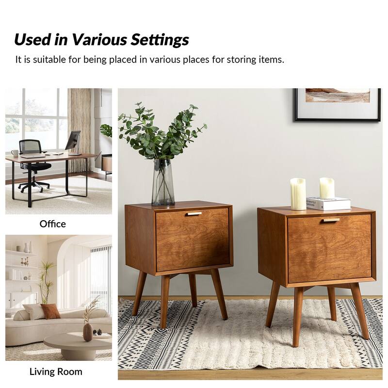 Isabel Mid-Century 2 - Drawer Wood End Table by HULALA HOME