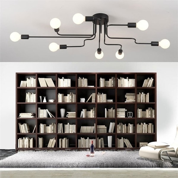 Retro Home Decor Pendant Lights E27 Iron Ceiling Lamp Bulb for Home Lighting Fixtures 8 Bulbs Black. Opens flyout.