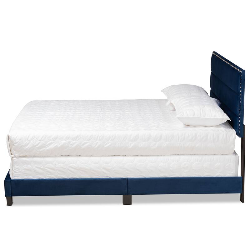 Tamira Modern Glam Velvet Fabric Upholstered Panel Bed