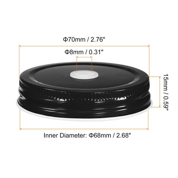 dimension image slide 2 of 4, 30Pcs 70mm Tinplate Mason Jar Lids Regular Mouth with Straw Hole