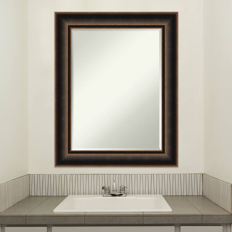 Villa Oil Rubbed Bronze Beveled Wood Framed Bathroom Vanity Wall Mirror - Villa Oil Rubbed Bronze