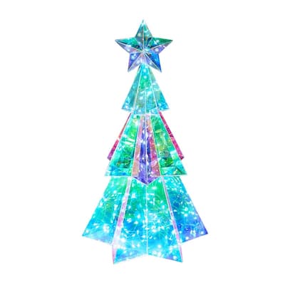 15 in Prismatic Iridescent Decorations, Prismatic Christmas Decor, 100 LED Cool White Lights