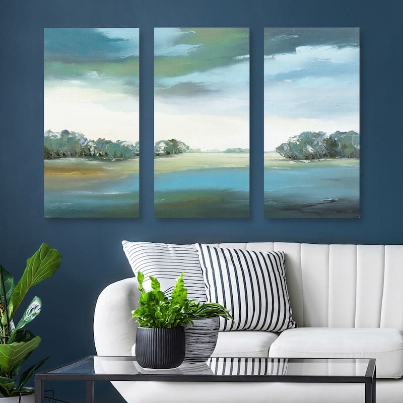 Blue Landscape Light Part A, B, C Canvas Art Prints