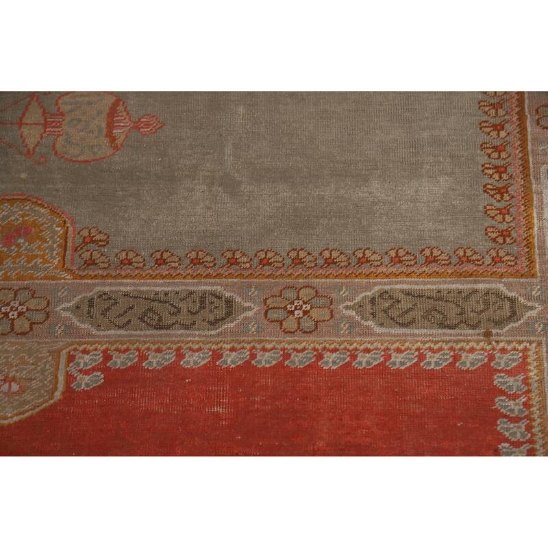 Hand Knotted Oriental Silk Carpet Transitional Geometric Multi-Colored Anatolian Area Rug - 7' 6'' X 4' 0''