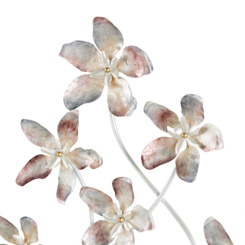 Metal Floral Home Wall Decor with Silver Stems - Multi Colored - Roche River Decor