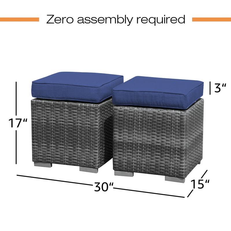 Outdoor Patio Rattan Ottoman Set (Set of 2)