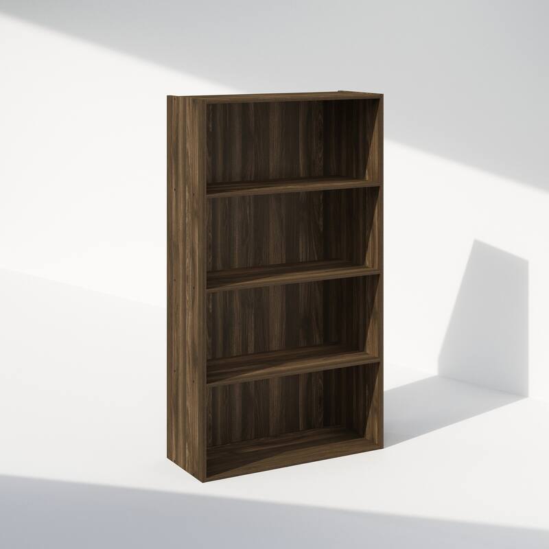 41.7 in. Tall Walnut Wood 4-Shelf Bookcase