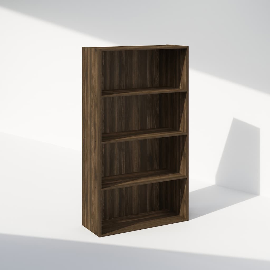 41.7 in. Tall Walnut Wood 4-Shelf Bookcase